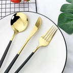 JASHII Flatware Serving Set 24 Piece, Stainless Steel Silverware Set, Titanium - Image 4