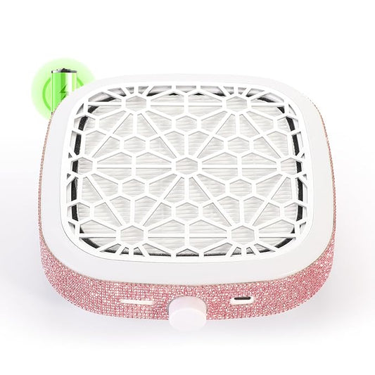 Nail Dust Collector, Cordless Dust Collector Nail Tech, Compact Powerful 6000RPM Nail Vacuum Fan Rechargeable Dust Extractor for Acrylic Gel Polish Manicure Pedicure for Home, Pink