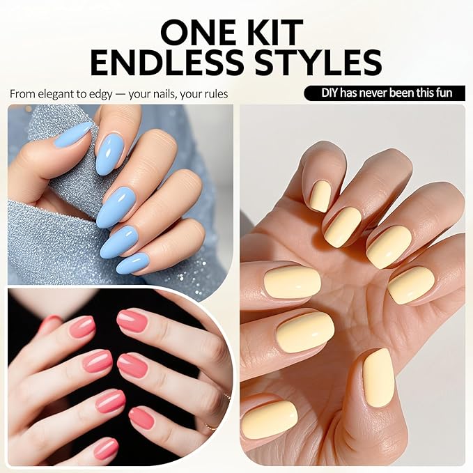 VENALISA Gel Nail Polish Set, 5 Colors 10ML Gel Polish Kit Pastel Yellow Blue Green Pink Color Soak Off Salon Manicure DIY at Home Nail Art For Girls Women
