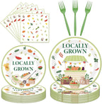 EUOYUFO 96Pcs Locally Grown Baby Shower Paper Plates Napkins Forks Locally by EUOYUFO
