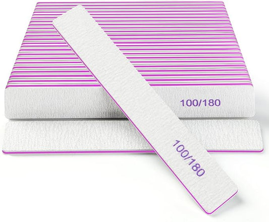 Nail Files (18 Pack), 100/180 Grit Double Sided Emery Boards for Natural & Acrylic Nails, Reusable Manicure for Women & Men, Professional Fingernail Filer & Lima de Uñas for Salon & Home Use