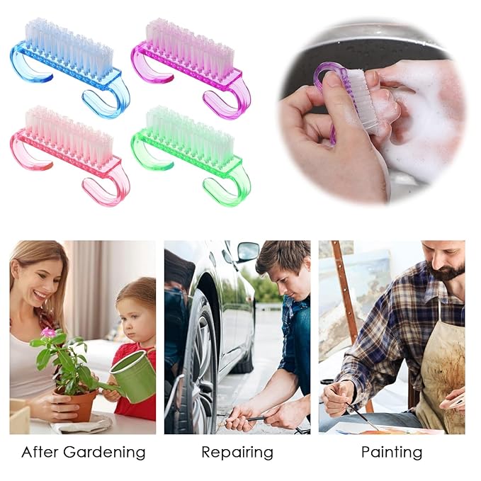 20 PCS Nail Brush for Cleaning Fingernails, Nylon Nail Cleaning Brush, Small Nail Scrubber Brush, Handle Grip Nail Brush Fingernail Brush Cleaner Tools for Toes and Nails