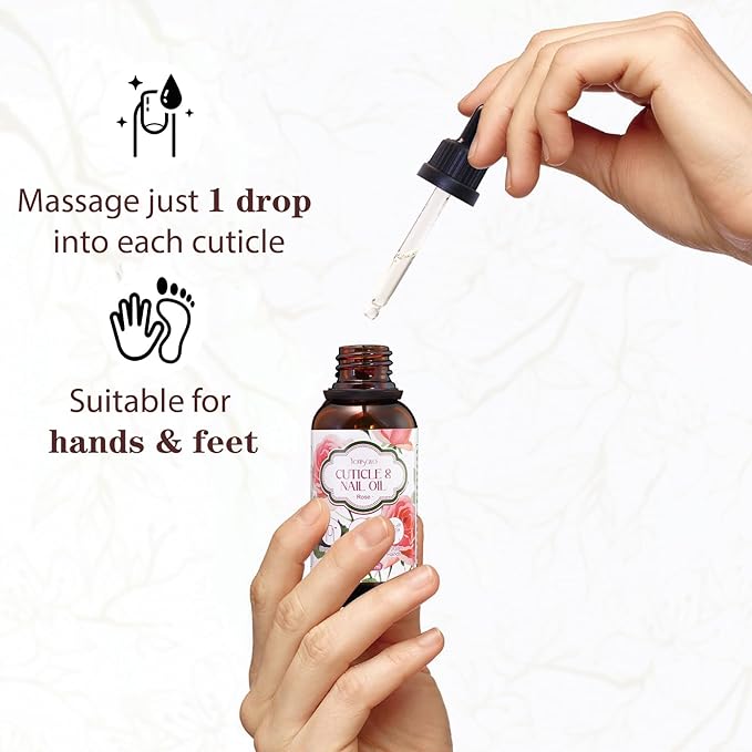 3 in 1 Cuticle Oil, 3 Pack Rose Nails Care Oil to Strengthen Brittle Nails, Hydrate Dry Cuticles & Soften Hands, Fast-Absorbing
