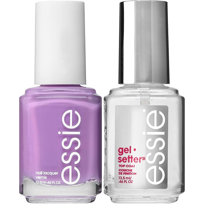 essie Gel Setter Nail Polish Kit, Bright Purple Nail Polish + Top Coat, Play Date, 0.46 oz each