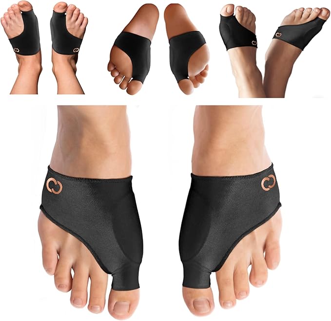 Copper Compression Bunion Relief Kit - Includes 1 Pair Each of Bunion Corrector Cushion Sleeves & Bunion Corrector Toe Splints - Pads & Straightens Bunions, Feet for Men & Women - Large/X-Large