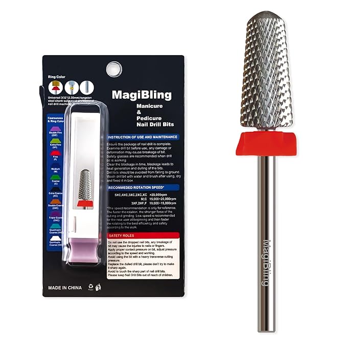 Super Cut Tapered Barrel 3/32'' Safety Tungsten Nail Drill Bits, Remove Gel Fast, Right handed, Suitable for Manicure Pedicure Cuticle Gel Polishing, Technicians Bits, Grit: Fine.