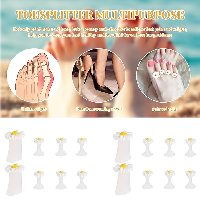 16 Pieces Toe Separators Silicone Daisy Toe Separators for Pedicure Toe Stretcher Nail Polish Art Tools Pedicure Spacers Tools for Nail Salon Toes Dividers