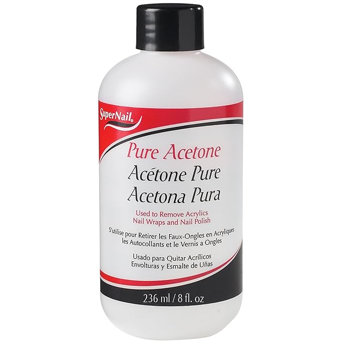 Supernail Pure Acetone Nail Polish Remover - Professional Strength for Acrylic, Gel & Dip Powder, Fast & Quick Gel Nail Polish Remover, 8 fl oz