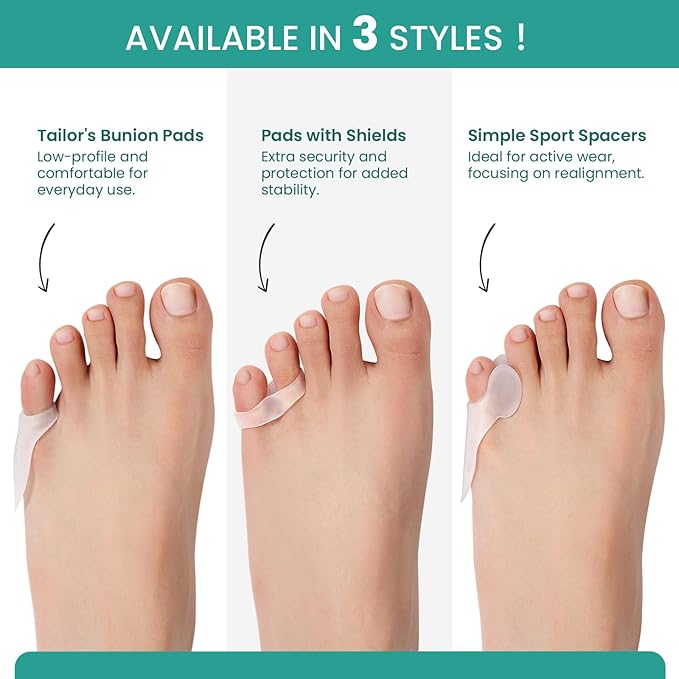Welnove Tailor's Bunion Corrector Pads - 8 Pack Pinky Toe Protector, Bunion Cushion with Separator for Women Men, Gel Bunion Shield for Foot Pain Relief(Shield Spacers)