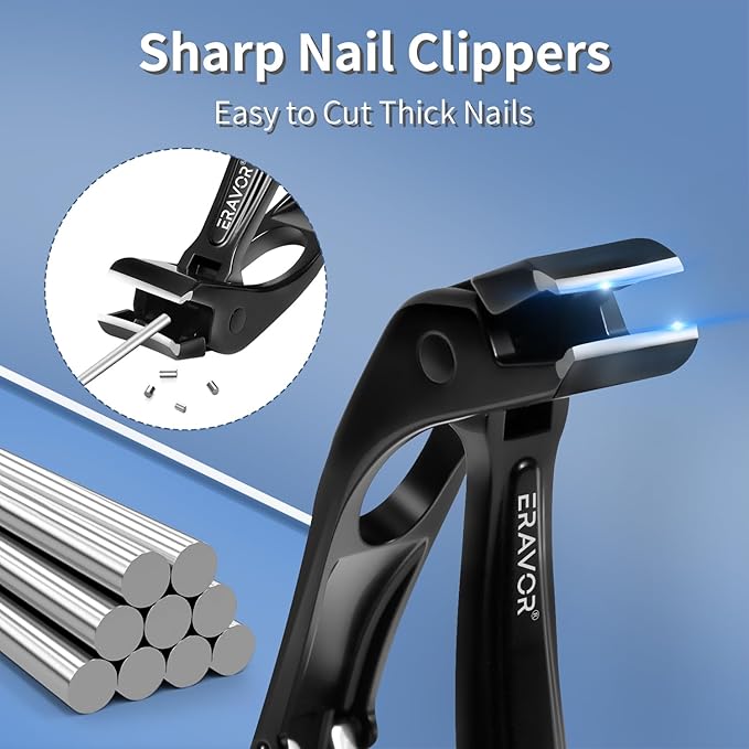Nail Clippers for Men & Women - Upgrade Angled Head Large Toe Nail Clippers for Men with Wide Jaw Opening, Sharp Heavy Duty Fingernail Clipper Cutter, Premium Steel with Nail Catcher - Black
