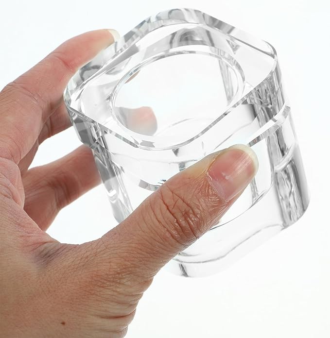 Crystal Dappen Dish with Lid 2.16In Square Anti-Collision Nail Art Soaking Bowl for Acrylic Nails and Gel Polish Remover Manicure Tool