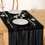 Gauze Cheesecloth Black Table Runner 10ft Gothic Centerpiece Decor | - Image 3