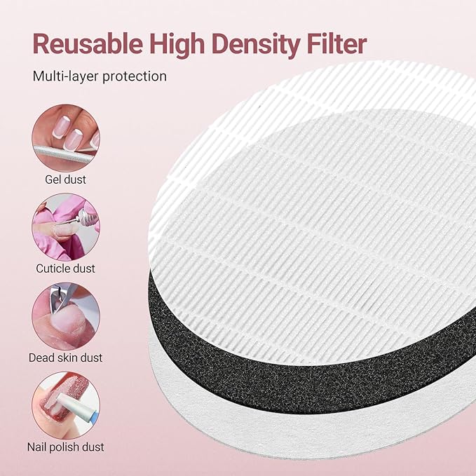 Nail Dust Collector 5000RPM Quiet Vacuum Fan - 30000RPM Nail Drill Electric File with Multiple Professional Grinder Bits(2 in 1 Set),Home & Salon Manicure - Beginners & Pros