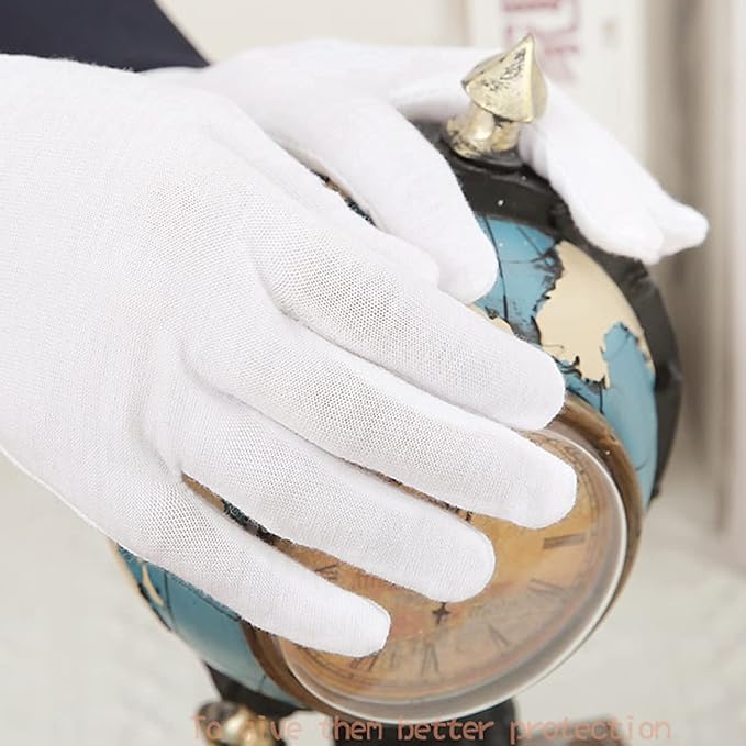 24pcs Unisex Soft White Cotton Gloves for Dry Hands, Work, Coin Jewelry Inspection, Moisturizing Eczema Cotton Gloves, Small Size for Child