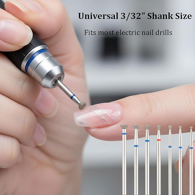 Nail Drill Bit Set Nails: Tensso 7pcs Russian Manicure Bits Small Tapered Flat Head Professional Cuticle Cleaning Nail Prep Edge Overflow Gel Remover Polishing Tools