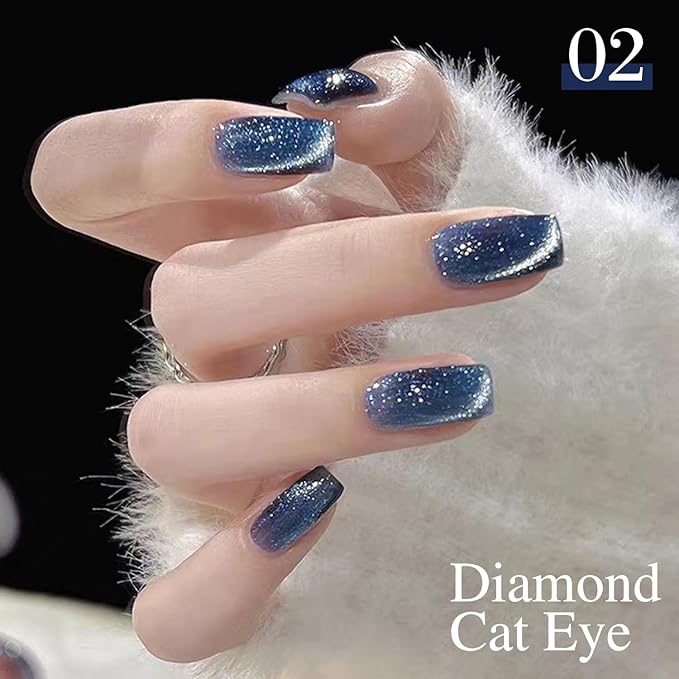Double Rhythm 6 Colors Cat Eye Gel Polish Set Shimmer Glitter with Magnet Holographic Reflective Magnetic UV Nail Art Kit (6-Kit 26)