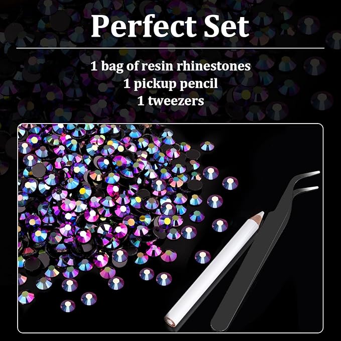 6000pcs 4mm Resin Rhinestones Bulk, Purplish Black AB Flatback Round Jelly Rhinestones Non Hotfix Crystal Gems Large Quantity Wholesale for DIY Crafts Clothes Bottles Face Makeup Manicure