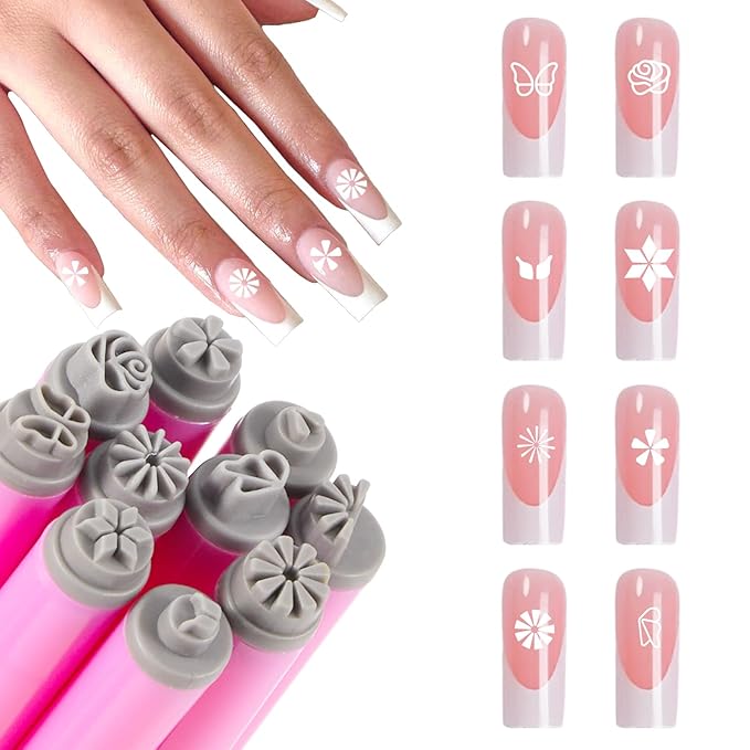 WOKOTO 10pcs Nail Art Stamp Pen Set, Flower Butterfly Nail Stamper Tools For Women Various Pattern Nail Stamping Pens, Nail Design Stamp Ideal Nail Accessories For Home DIY Stamper Nails Kit