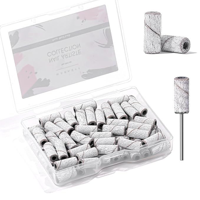 Makartt Sanding Bands for Nail Drill:100 Pcs Small Nail Sanding Files With 2025 Upgrade Design 3.1mm Mandrel Bits,180 Medium Grits (Zebra, Upgrade #180 Sanding Bands)
