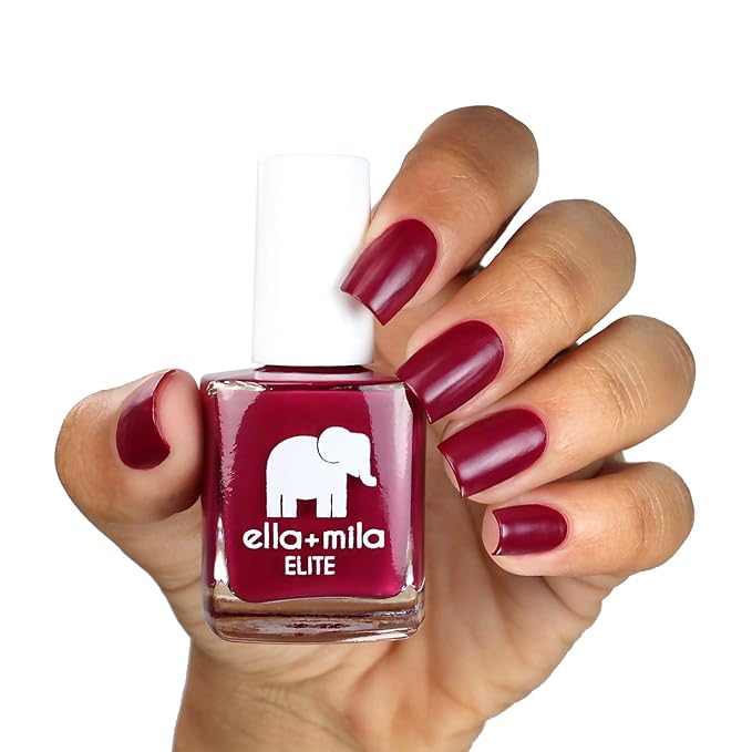 ella+mila Professional, Quick Dry, Long-Lasting & Chip-Resistant Red Nail Polishes (In Line for Wine - 0.45 fl oz)