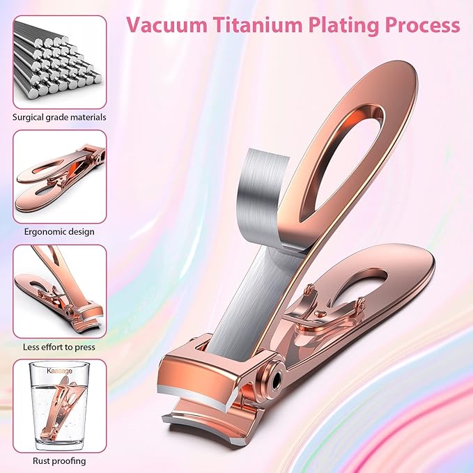 Kaasage Nail Clipper and File, Professional Stainless Steel Heavy Duty Nail Cutter with Ergonomic Long Handle and Sharp Jaw Clip Finger Nails and Thick Toenails Easily, Gift for Adults, Men & Seniors