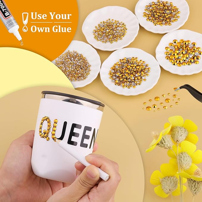 Resin Rhinestones for Crafting, 2 Boxes Copper Gold Flatback Crystals for Bedazzling Crafts DIY Nail Art Decoration, Non Hotfix Bulk Gems for Tumbler Shoes Clothing Fabric Face Makeup