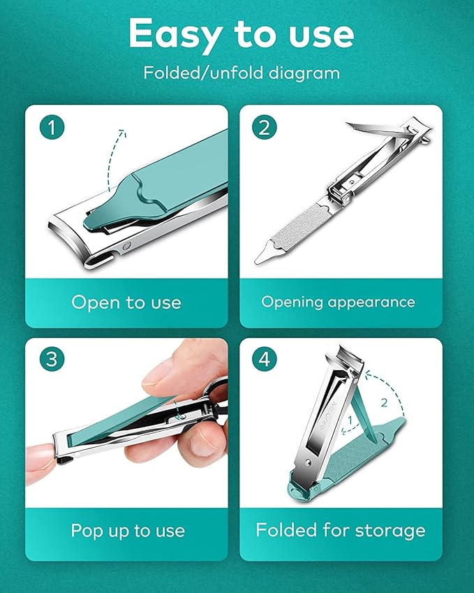 MR.GREEN Portable Nail ClippersMedical Grade Stainless Steel Foldable Nail Cutter Ultra Slim Travel Design