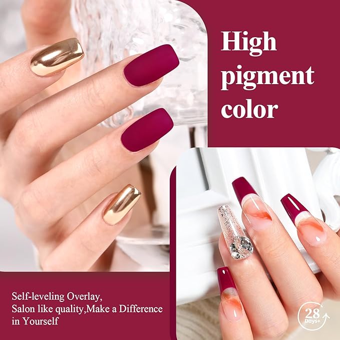 15ml Red Rose Gel Nail Polish, Dark Red Color Soak Off UV LED Nail Gel Polish Nail Art Starter Manicure Salon DIY at Home, 0.51 OZ