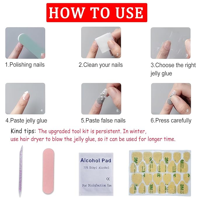 Fourth of July American Flag Press-On Toenails Short Square False Toenails Independence Day Glitter Full Coverage False Toenail Stickers Women Girls Independence Day Nail Art Decorations 24 Pieces