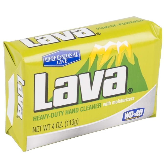Lava Hand Cleaner Heavy-Duty Pumice (Professional Line) soap with Moisturizers, 5-bars [4 OZ each] and 2 Wooden Nail Brushes