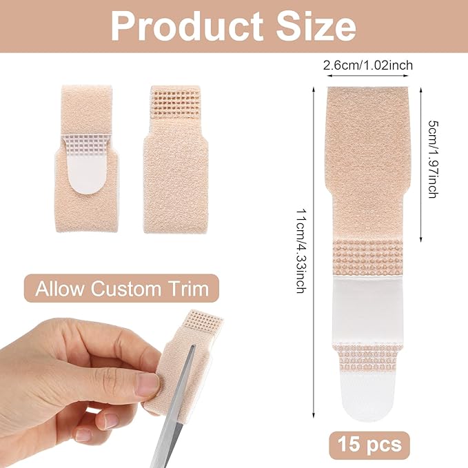 15 Pack Hammer Toe Straightener, Fabric Hammer Toe Corrector for Women & Men Reusable Fabric Buddy Toes Wraps Bandages Protectors for Bent, Curled, Crooked, Claw, Hammers Toes
