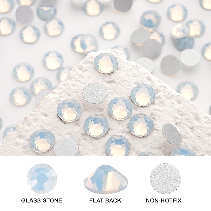 Novani 3000 Pieces Flatback Rhinestones Glass Round Gems White Opal Crystals for Nail Art DIY Crafts Clothes Shoes,SS20,4.6-4.8mm