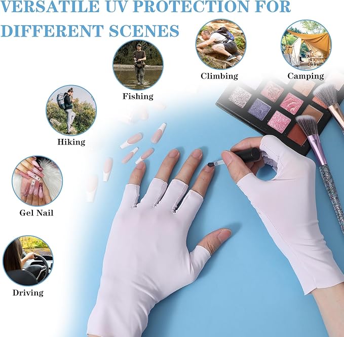 Gloves for Gel Manicure Protection, Gel Nail Gloves for Nails, Professional Fingerless Protection Glove for Home DIY & Salon Use, Nail Art Accessories, Purple