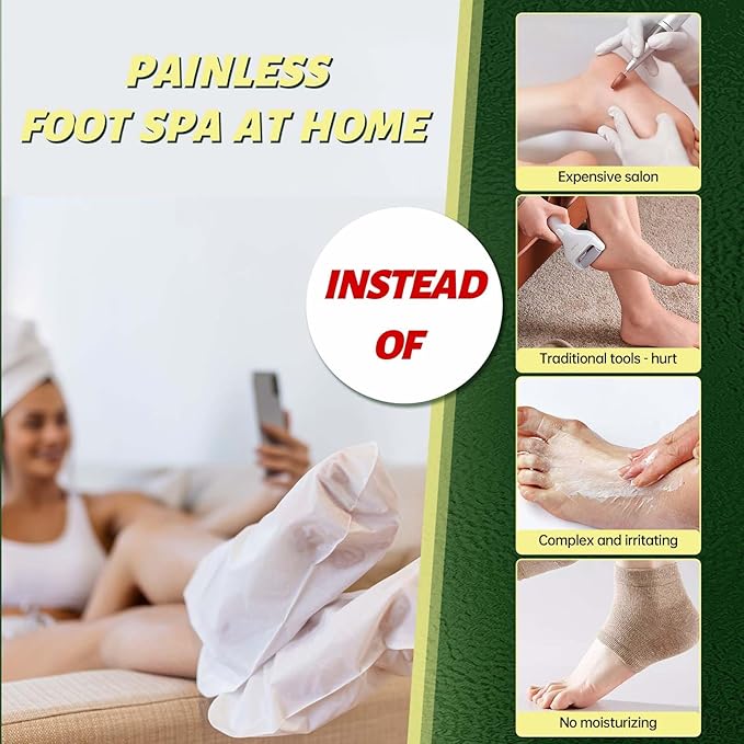 Foot Peeling Mask, Natural Exfoliating Foot Mask, Dead Skin Callus Remover Repair Heels, Hydrating Foot Care for Dry Cracked Feet (9 Pack)