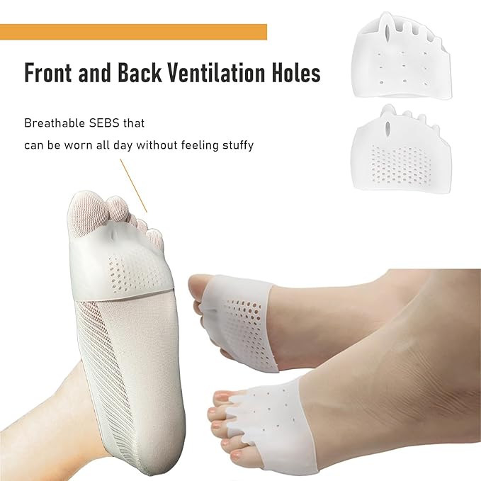 YIKESHU Silicone Toe Separators with 2 Pairs Toe Socks for Women, Toe Straightener, Yoga Toes Toe Separators for Overlapping Toes to Foot Pressure Relief (2pairs toe separators + 2pairs toe socks)
