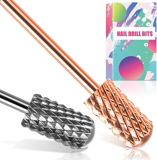 Nail Drill Bits Smooth Top 2PCS, Drill Bits for Nails Tungsten Carbide Bits for Acrylic, 3/32" Safety Nail Bits for Removing Acrylic/Hard Gel for Salon Experienced, Extra COARSE(XC)