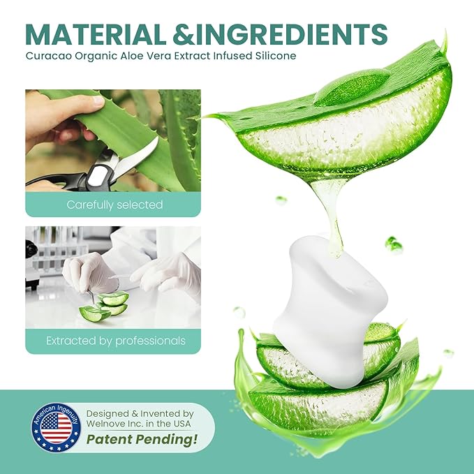 Welnove Upgraded Gel Toe Separators – 8-Pack Aloe Vera Extract Infused Silicone Toe Spacers for Straightening Overlapping Toes, Calluses – Bunion Corrector for Men and Women (Multi-Size, Clear)