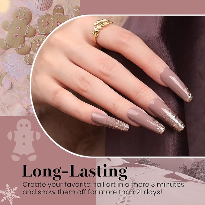 Beetles Winter Gel Nail Polish - 6 Colors Fall Burgundy Red Brown Champagne Gold Brown Gel Polish, Soak off Uv Lamp Nail Manicure Kit DIY Gifts for Women