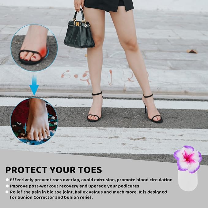 DOITOOL Silicone Toe Separators for Pedicure 32Pcs Reusable Toe Spreaders Flower-Shaped Soft Dividers for Nail Art Spa and Home Pedicure Care