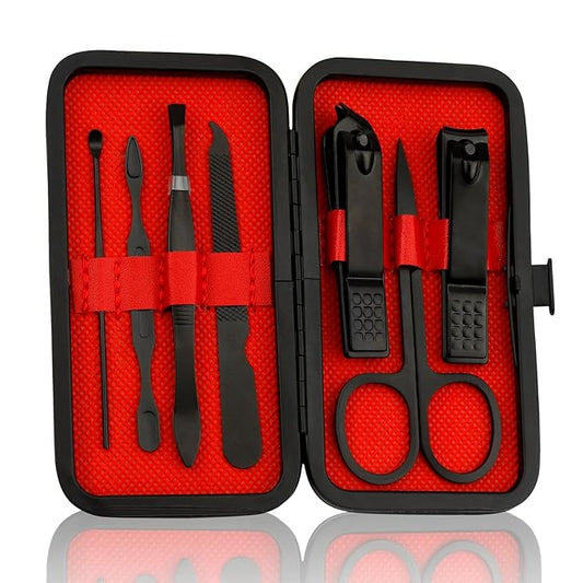 Manicure Kit for Men Women Nail Clippers Pedicure Tools Kit Travel Nail File Toe Set Finger Grooming Kits Christmas Birthday Gifts Ideas Stocking Stuffers Kids Adults Teens Boys Girls Friends(Black)
