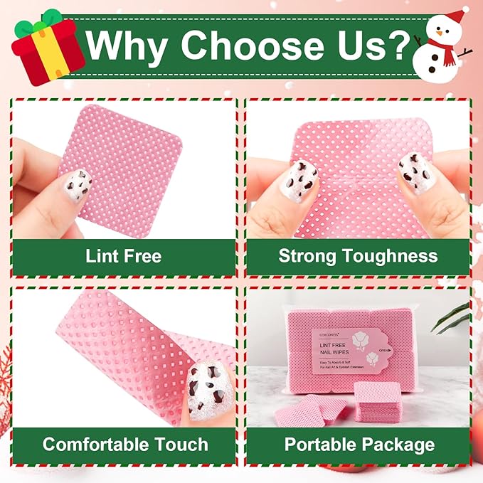 1200PCS Lint Free Nail Wipes Non-Woven Nail Polish Remover Wipes No Lint Cleaning Wipe Absorbable Eyelash Extension Glue Cleaning Wipes Dry Pads Nail Stuff Nail Supplies