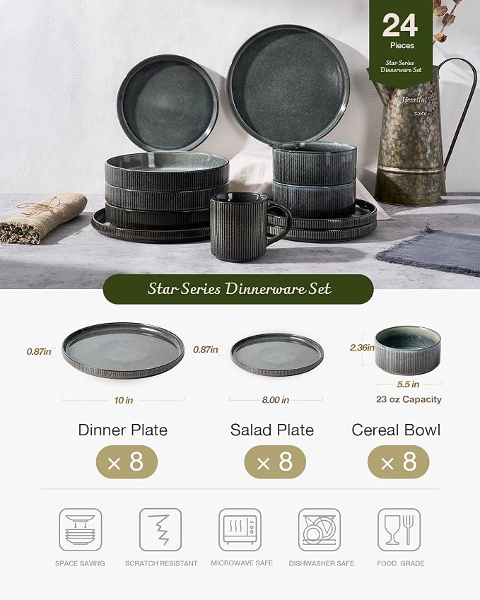 Famiware Star Ceramic Plates and Bowls Sets, Reactive Glaze Dishes - Image 3