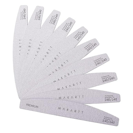Makartt Nail File: 240/240 Grit Emery Boards for Nails, 10pcs Ultra-Fine Filer Kit for a Shiny Finish Zebra Doubled Sides Washable Manicure Pedicure Tools