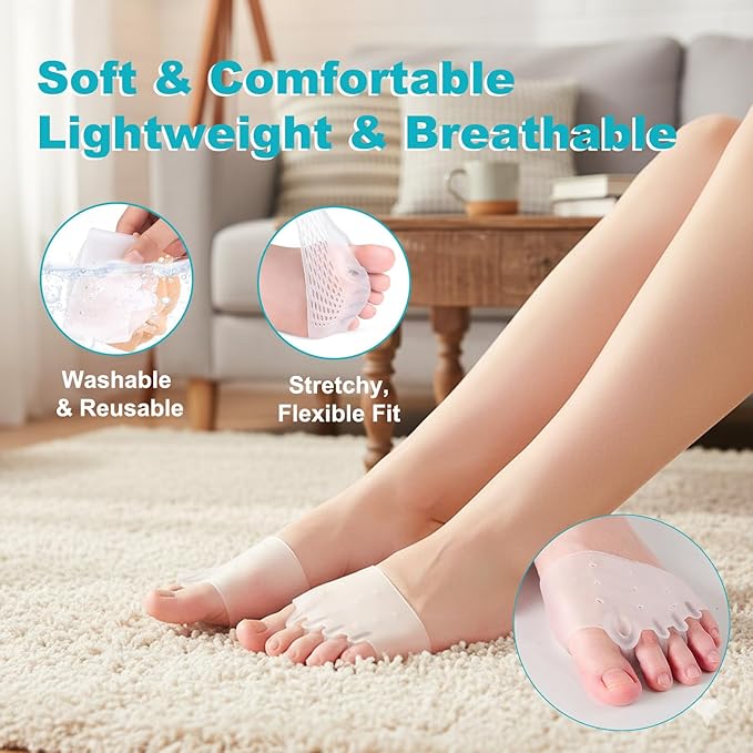 Toe Sleeves, 2 Packs Cove Silicone Toe Separators for Women & Men, Breathable Soft and Comfortable Gel Foot Cushions, Ideal for Daily Wear (2 Pairs, Blue)