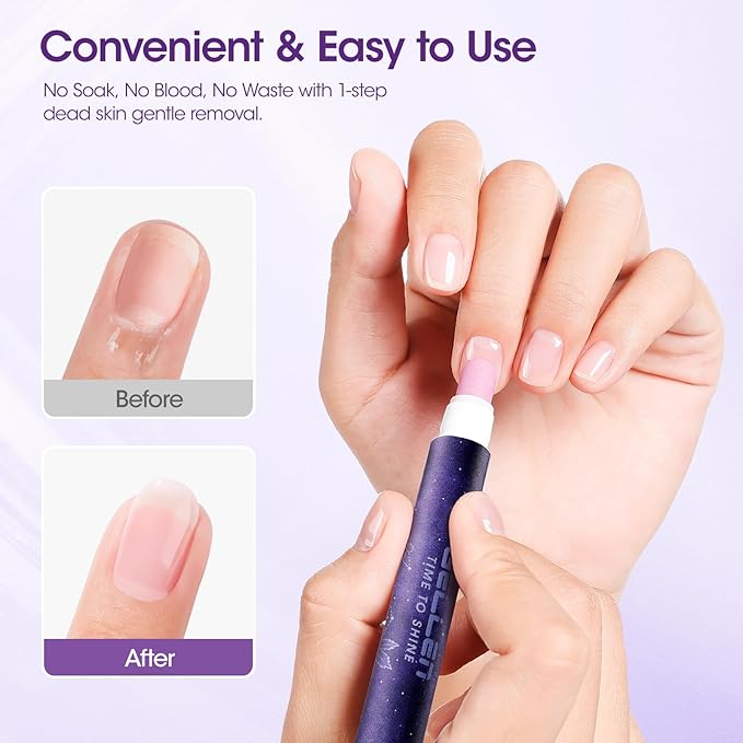 Gellen 4-in-1 Cuticle Pusher Pen with Micro-Dosin Oil, Cuticle Remover & Cuticle Oil in a Pen, Ceramic Nail Pusher Pen for Hangnails & Dry & Damaged Nails, Nail Care Pen for Repair & Nourish Nails