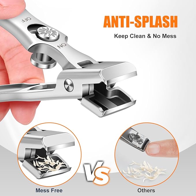 Toenail Clippers for Thick Toenails for Seniors, Heavy Duty Slanted Nail Clippers with Wide Opening, Ingrown Mens Toe Nail Clippers Mess Free Fingernail Clipper with Catcher Gifts for Men Women