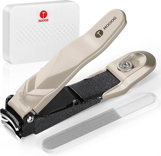 No Mess Nail Clippers with Catcher - Professional Heavy Duty Clippers for Men and Women, Ultra Sharp Fingernail & Toenail Clippers Set for Gifts, Travel, Home Use with Nail File (Anti-Splash Design)