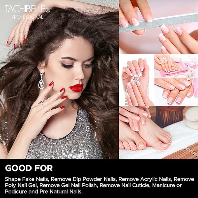 Tachibelle Premium Japan Abrasive 80/80 Grit Coarse Disinfectable Washable Zebra File Nail Art Sanding Nail Files (Pack of 50 pcs)