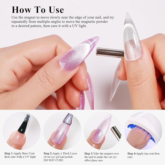 Imtiti Red Cat Eye Gel Nail Polish with Magnet, Holographic Glitter Shimmer Magnetic UV Gel Polish for Nail Art Soak off UV Led