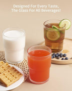6PCS Ribbed Drinking Glasses, 14Oz Stackable Glass Cup Set - Image 5